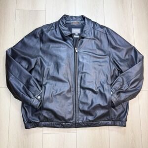 Wilson Leather Jacket Mens 3XLT Black Zip Thinsulate Lined Big Tall Winter Coat
